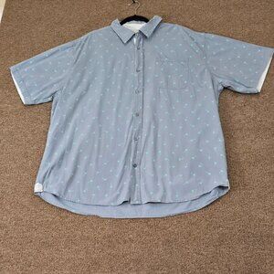 Paper Denim & Cloth Palm Tree Print Button Down Shirt Blue Size 3XL Preowned